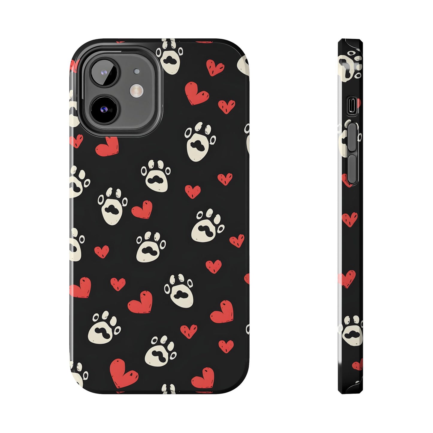 Cute paws and heart iPhone Case