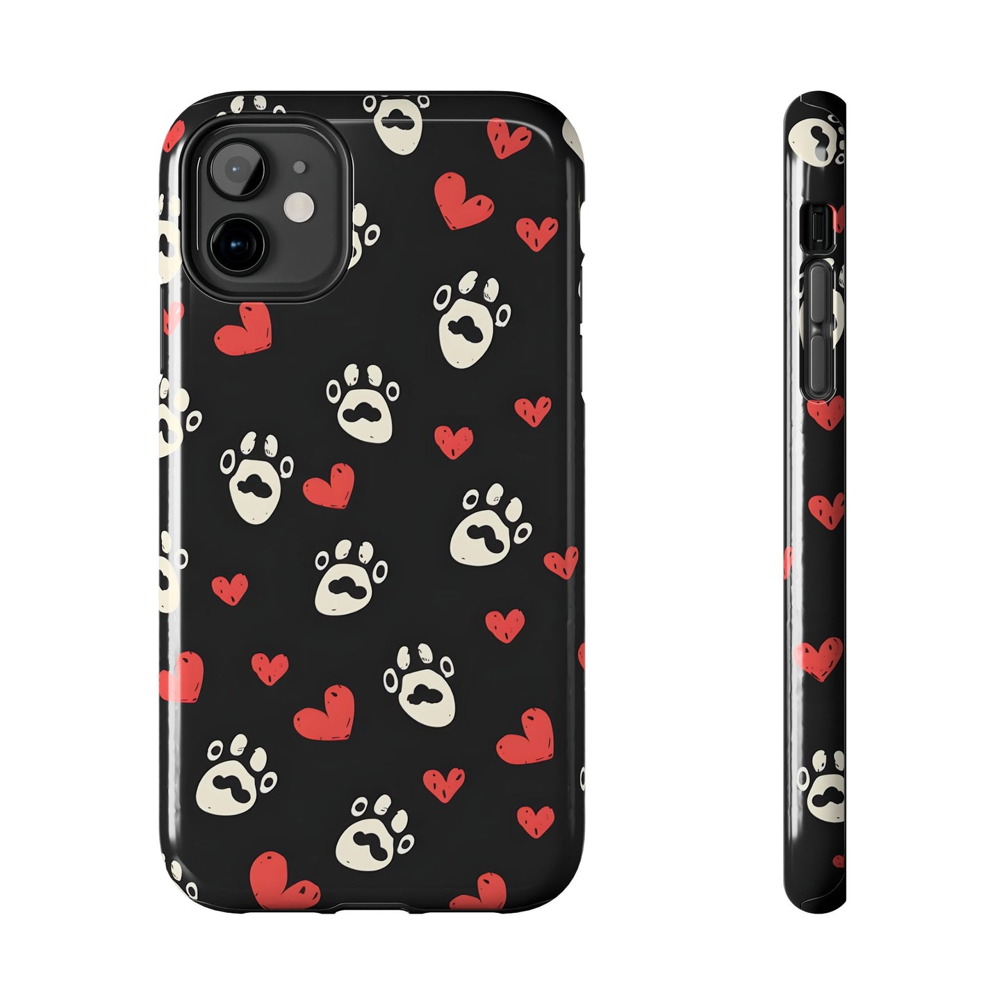 Cute paws and heart iPhone Case