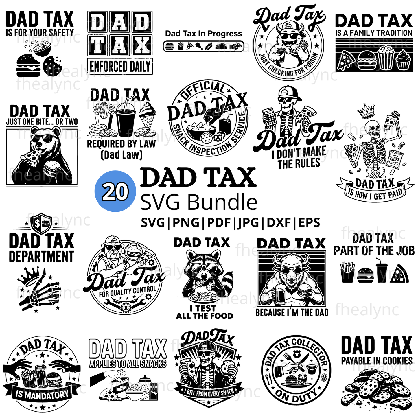 Dad Tax SVG Bundle for Cricut, Funny Dad Quote Cut Files, Father’s Day Shirt Design, Dad Life (Digital Download)