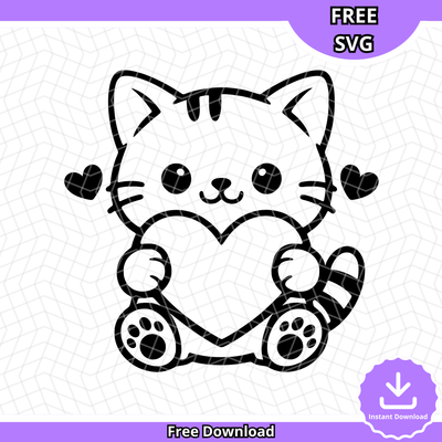 Cute Cat Heart SVG (Free Download)