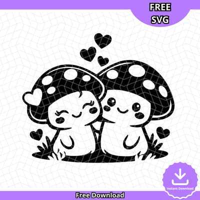 Cute Mushroom Couple SVG (Free Download)