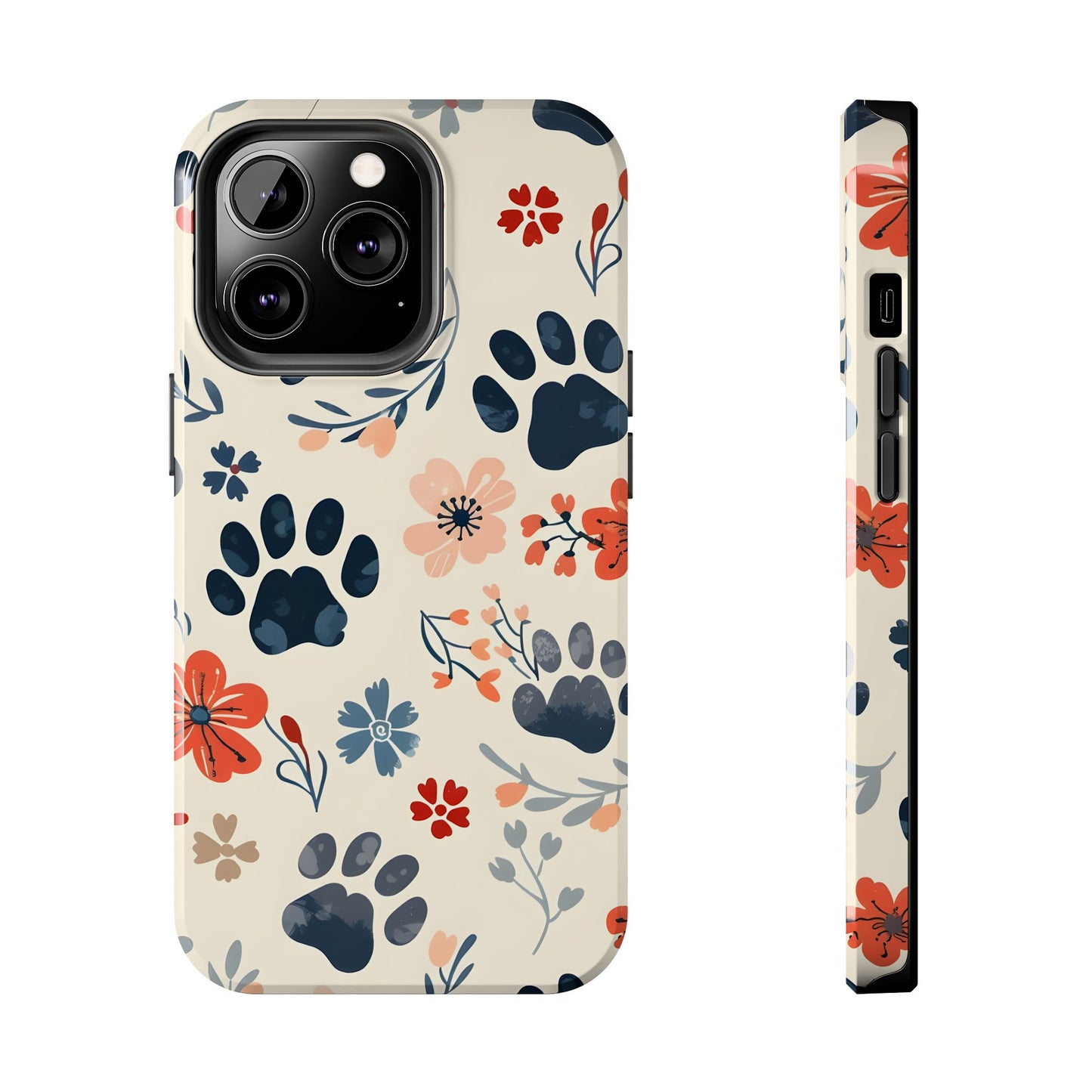 Paws and flowers iPhone Case