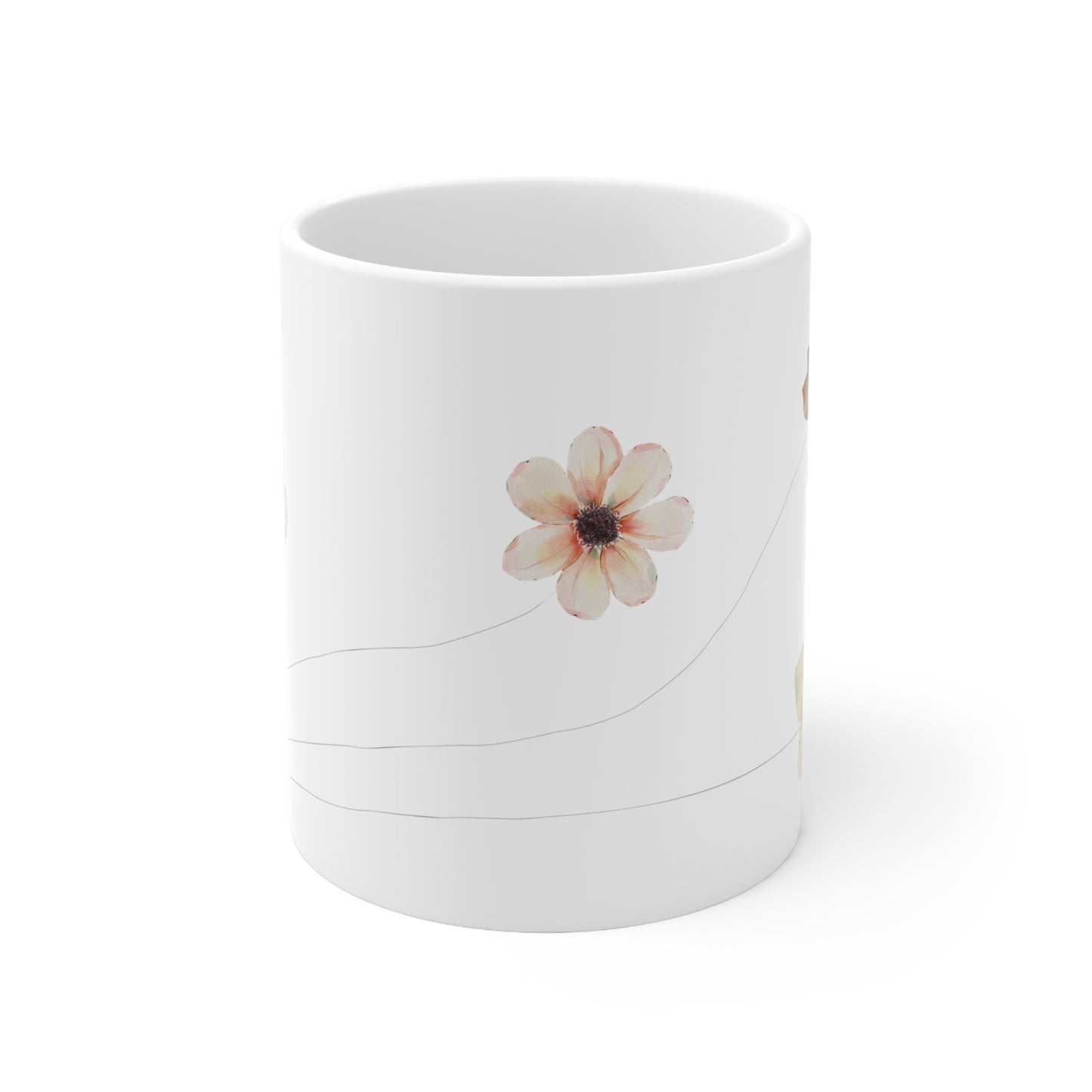 Tasse de 11 oz de fleur d’aquarelle