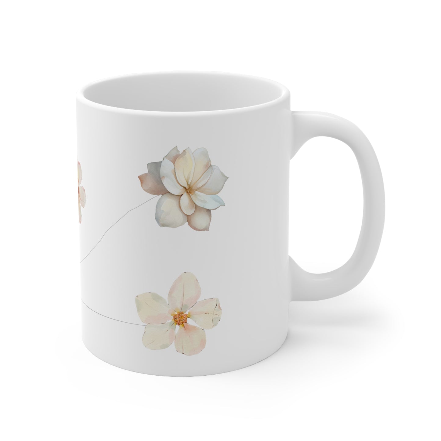 Tasse de 11 oz de fleur d’aquarelle