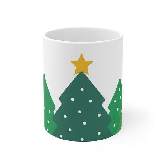 Tasse 11oz étoile d'arbre vert de Noël