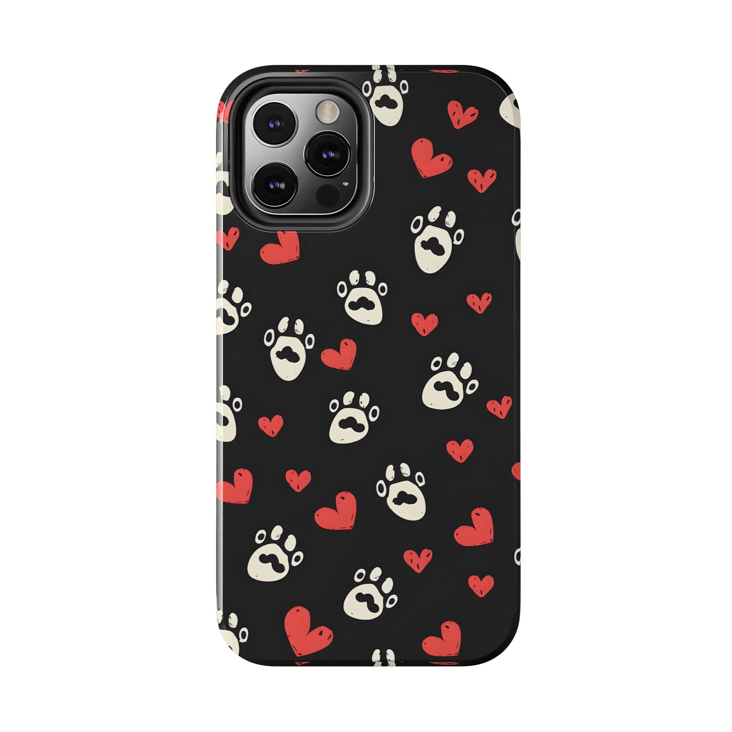 Cute paws and heart iPhone Case