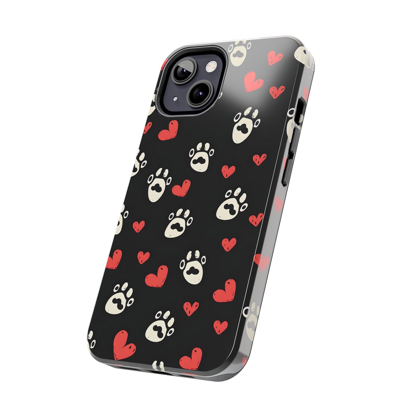 Cute paws and heart iPhone Case