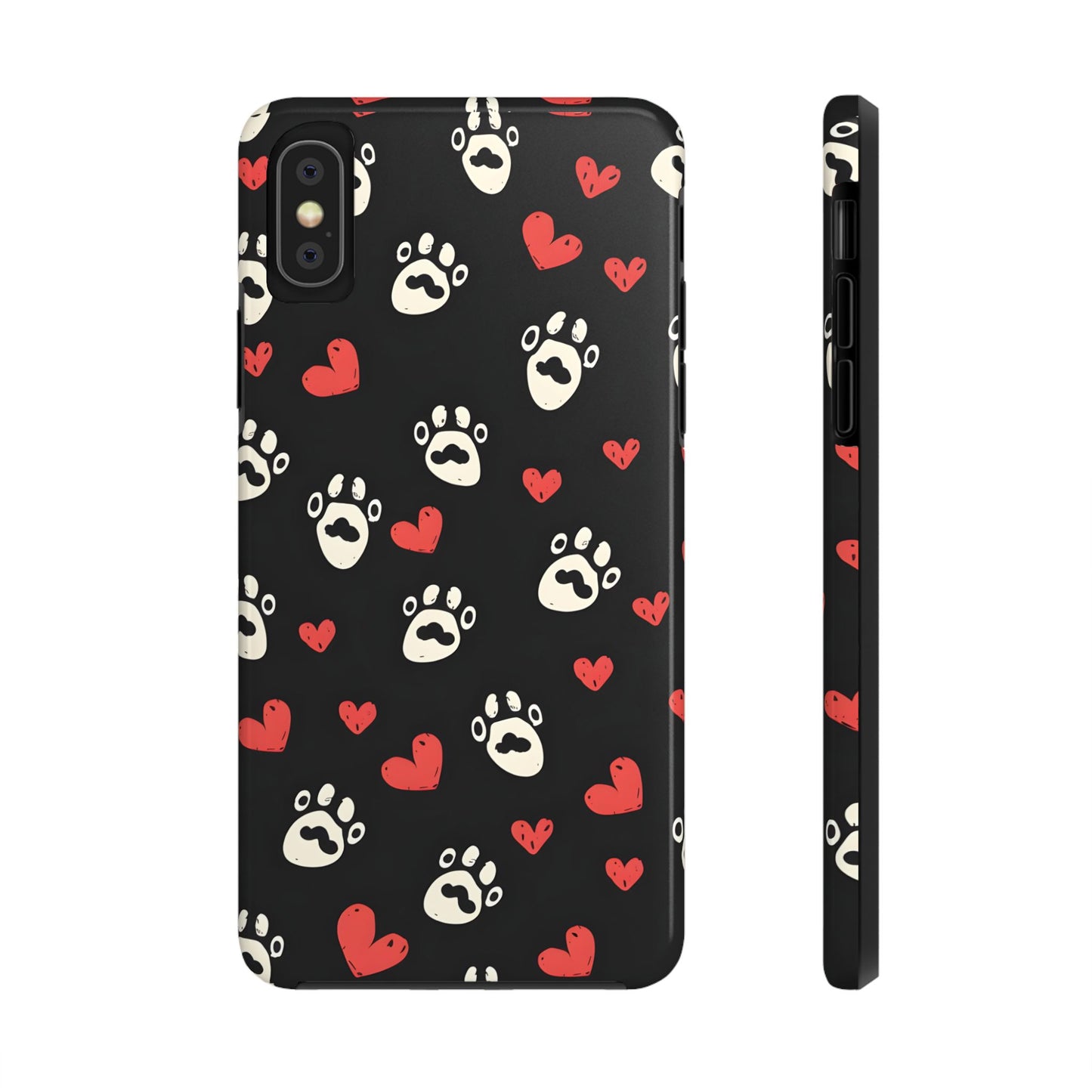 Cute paws and heart iPhone Case