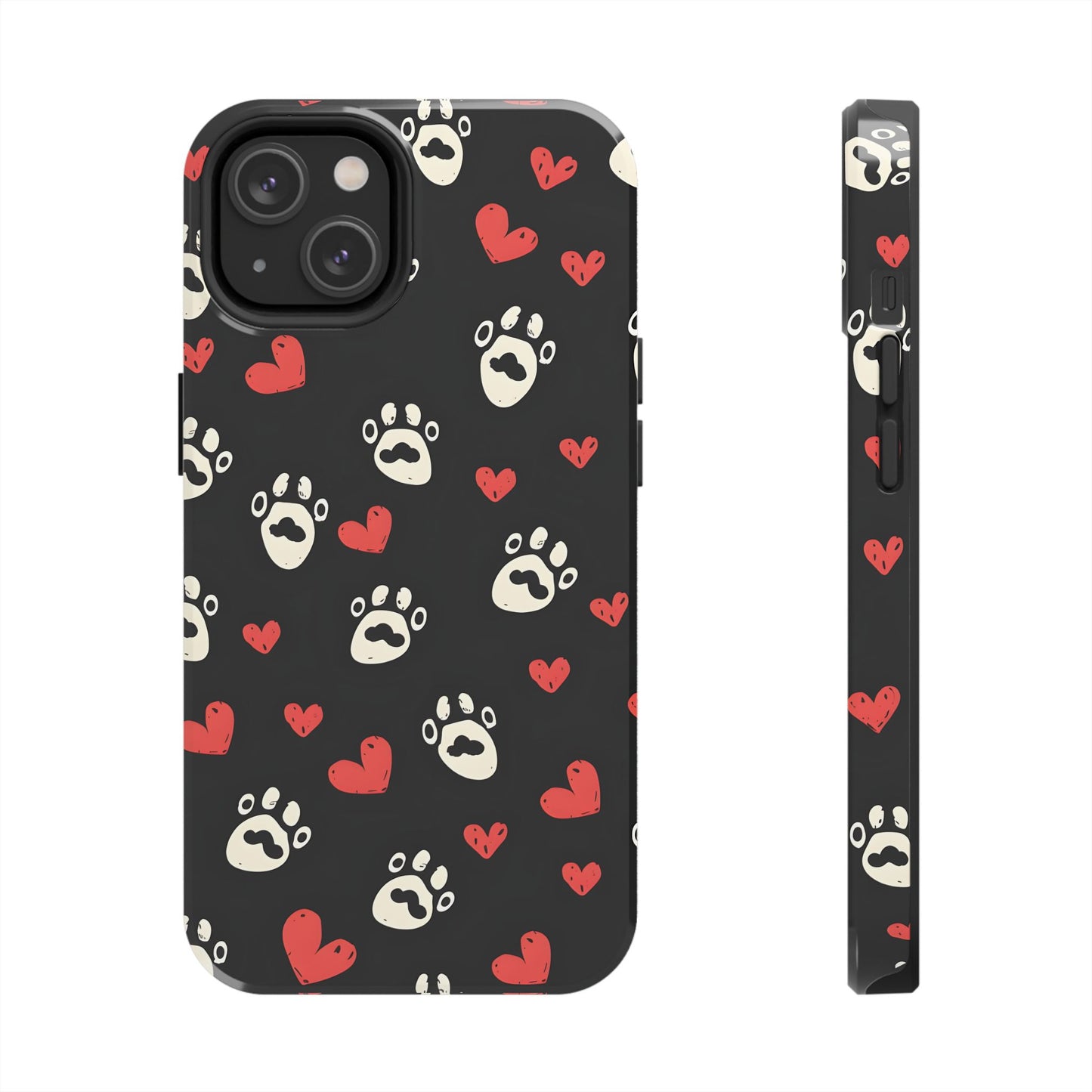 Cute paws and heart iPhone Case