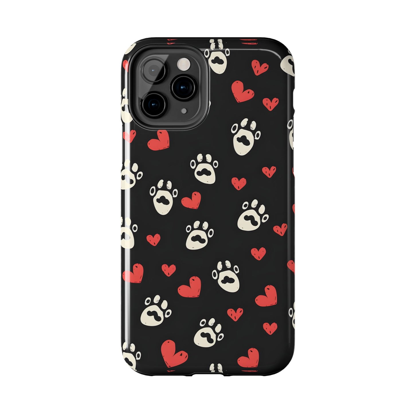 Cute paws and heart iPhone Case