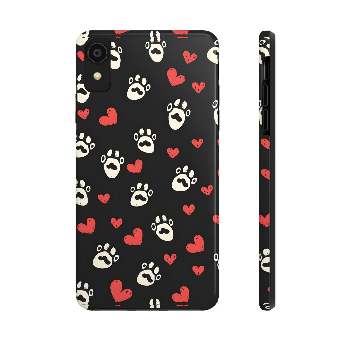 Cute paws and heart iPhone Case