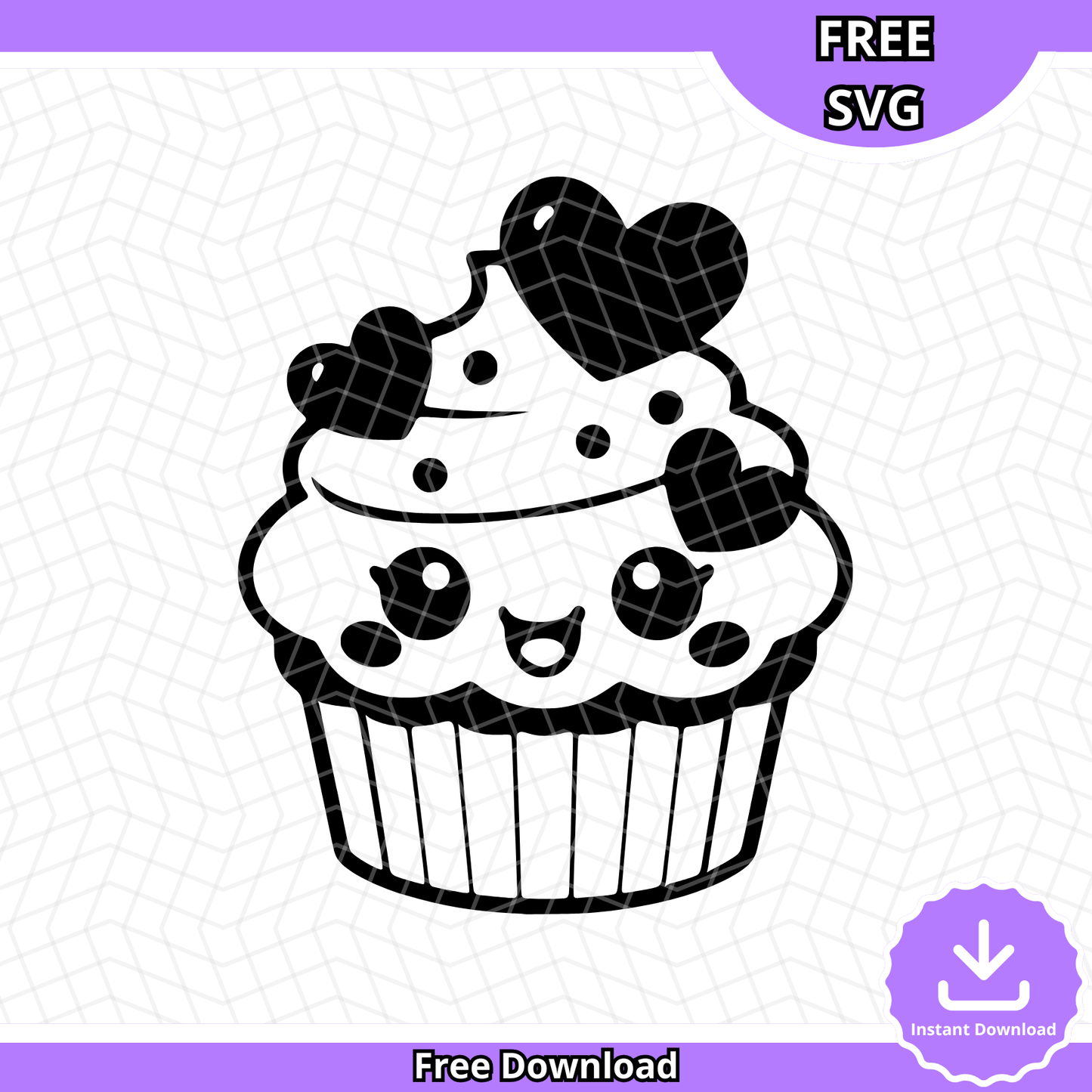 Cute Cupcake with Hearts SVG (Free Download)