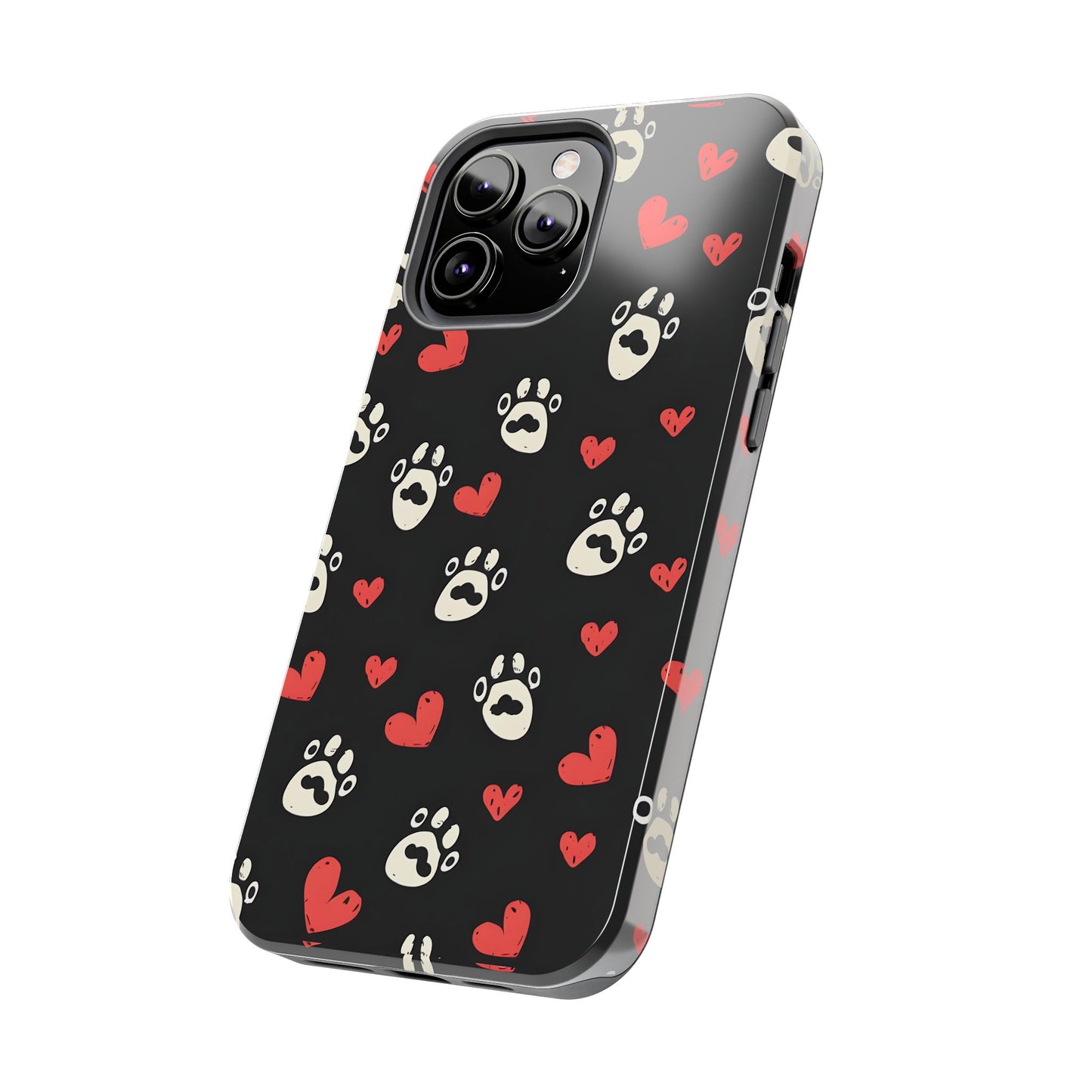 Cute paws and heart iPhone Case