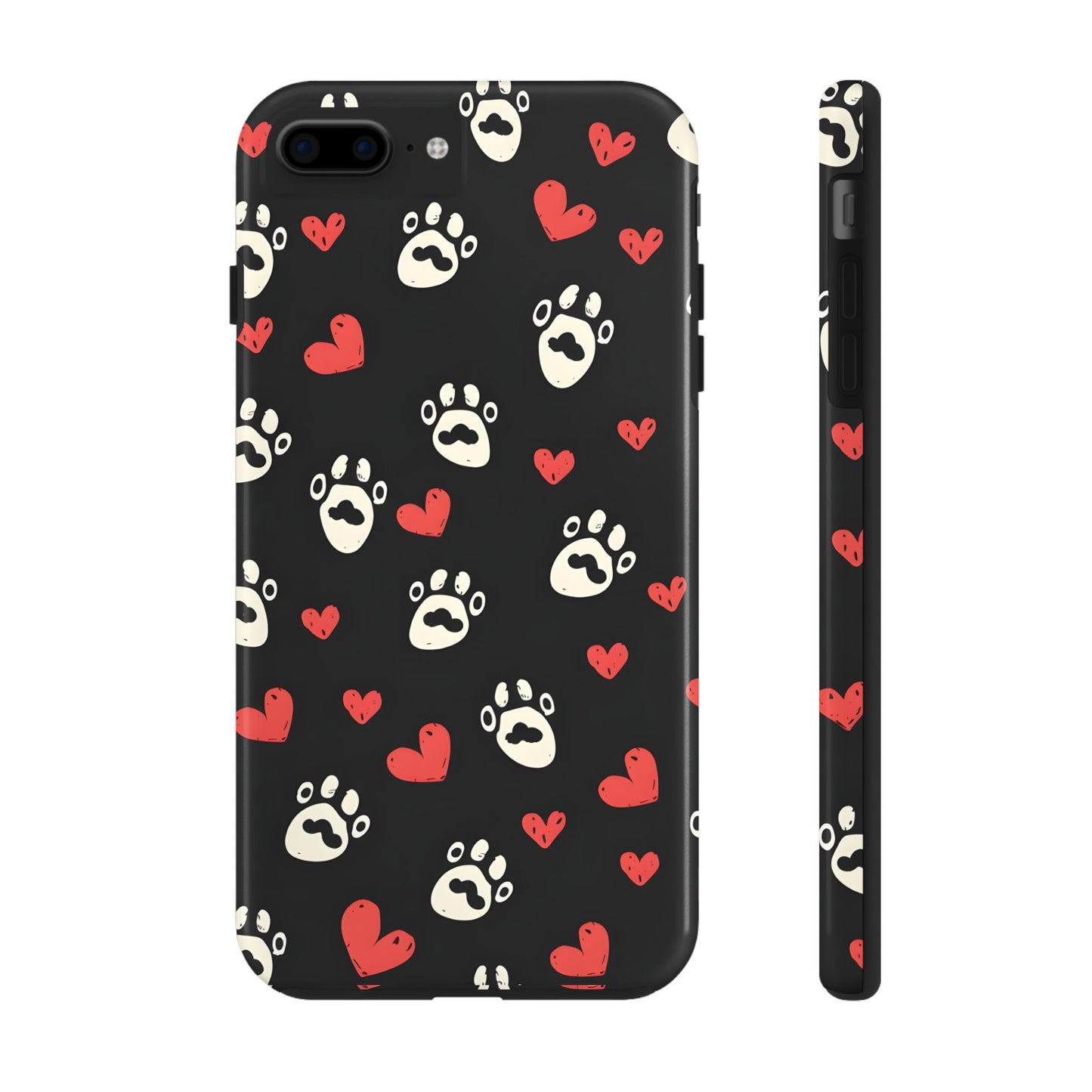 Cute paws and heart iPhone Case