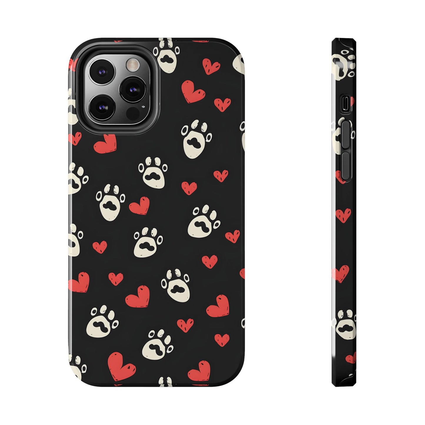 Cute paws and heart iPhone Case