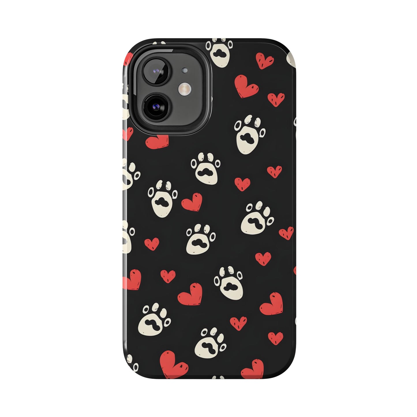 Cute paws and heart iPhone Case