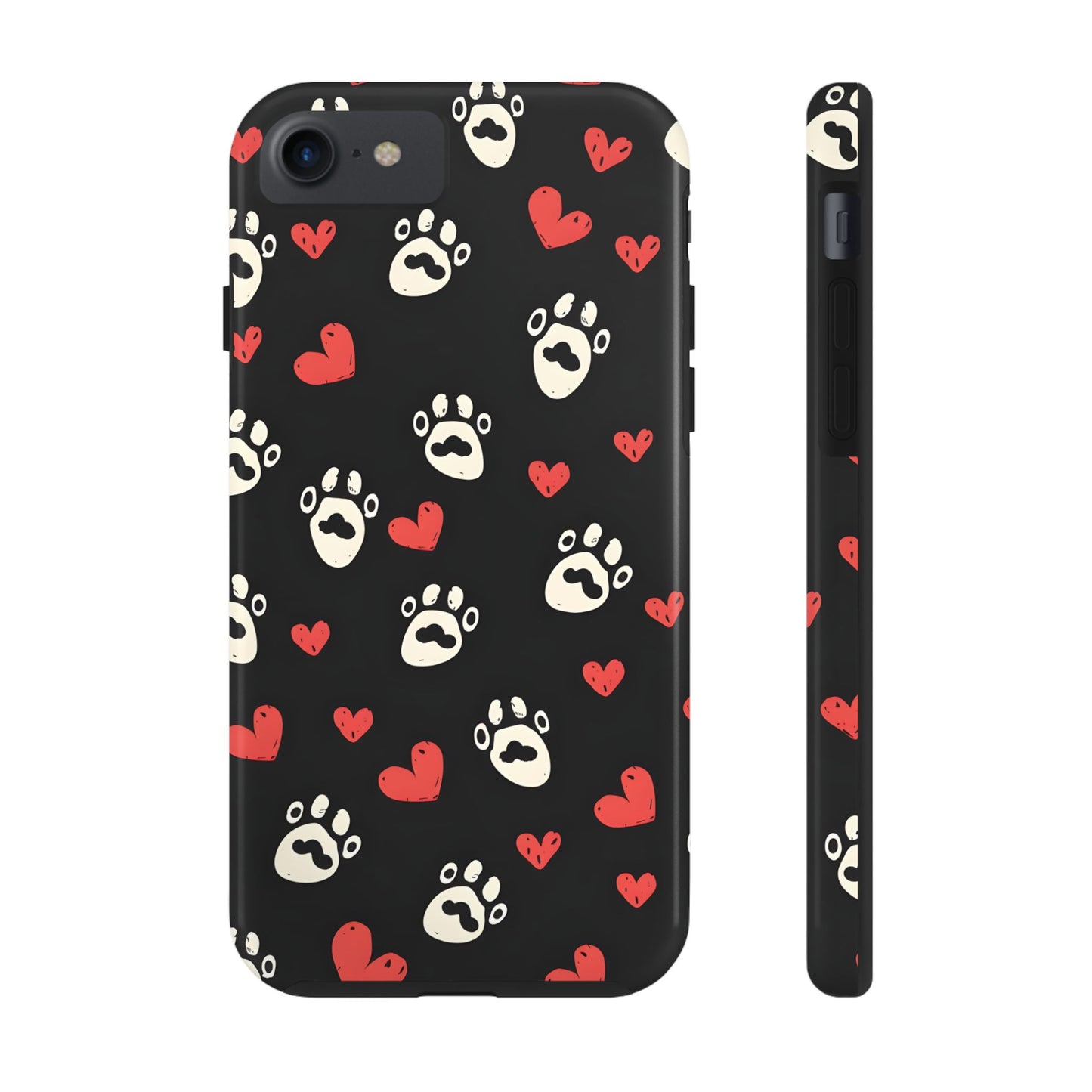 Cute paws and heart iPhone Case