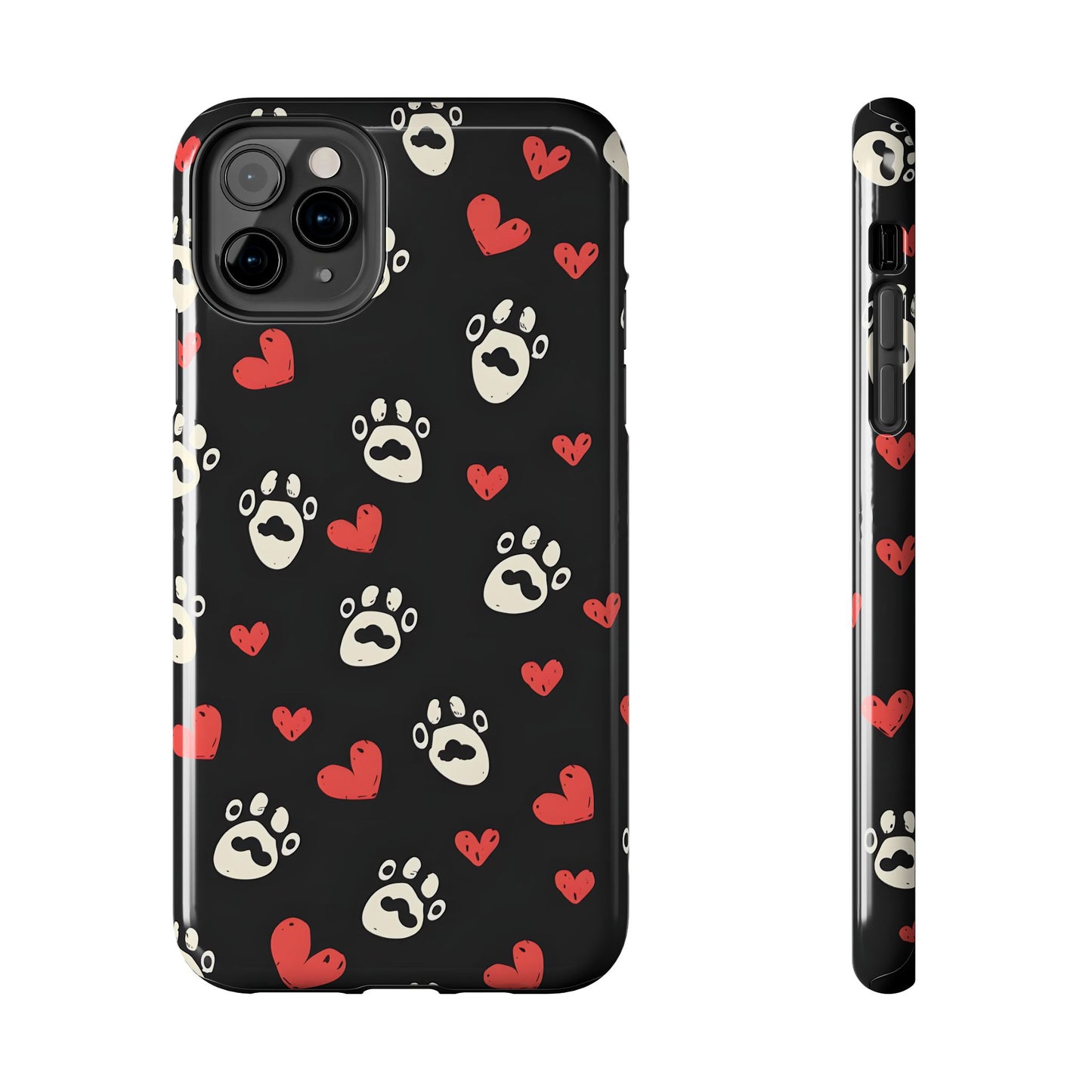 Cute paws and heart iPhone Case