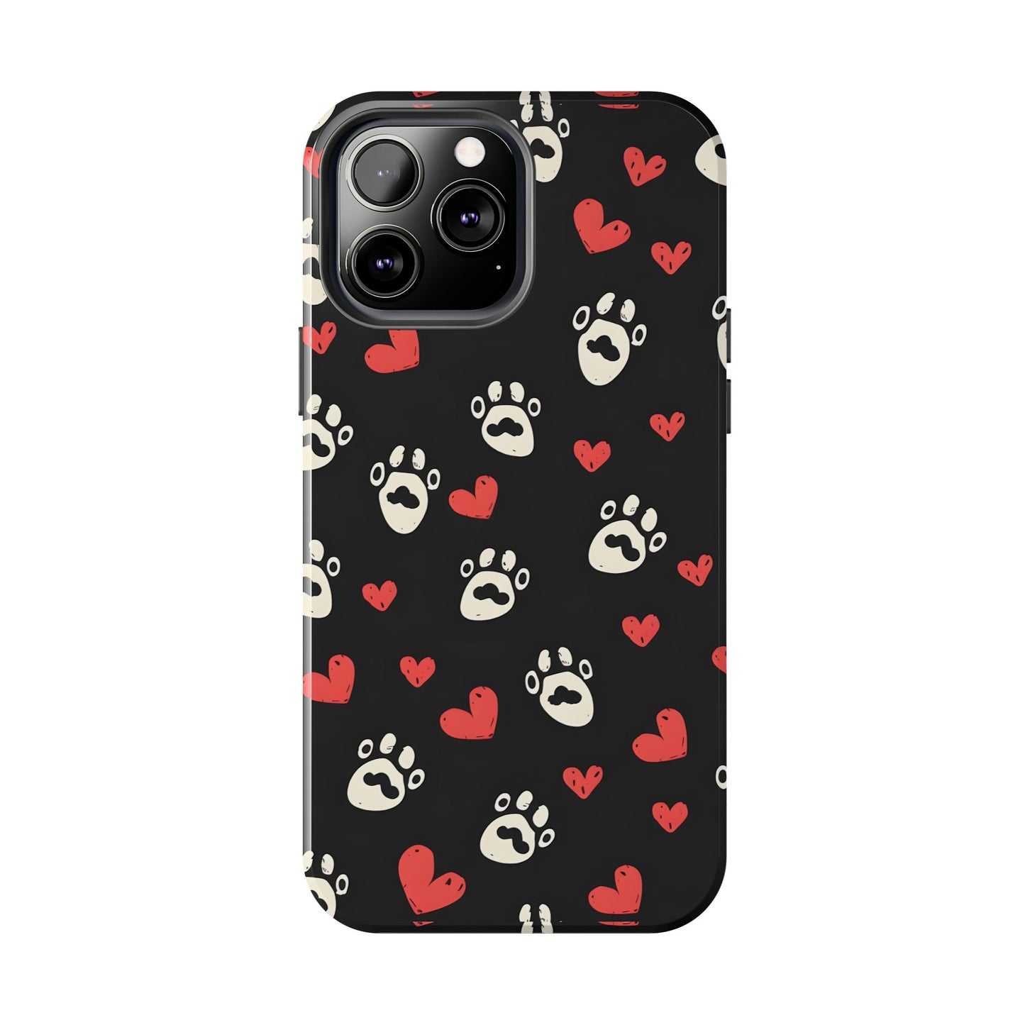 Cute paws and heart iPhone Case