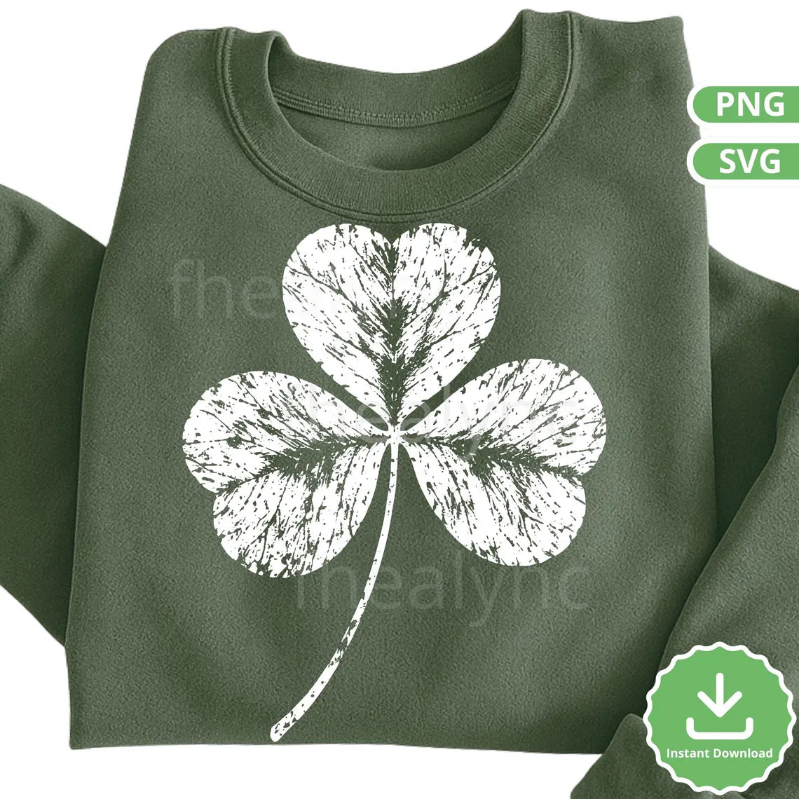 Distressed Shamrock SVG PNG, Vintage Clover Cut File, St Patrick’s Day Shirt Design, Lucky Irish Graphic, Cricut (Digital Download)