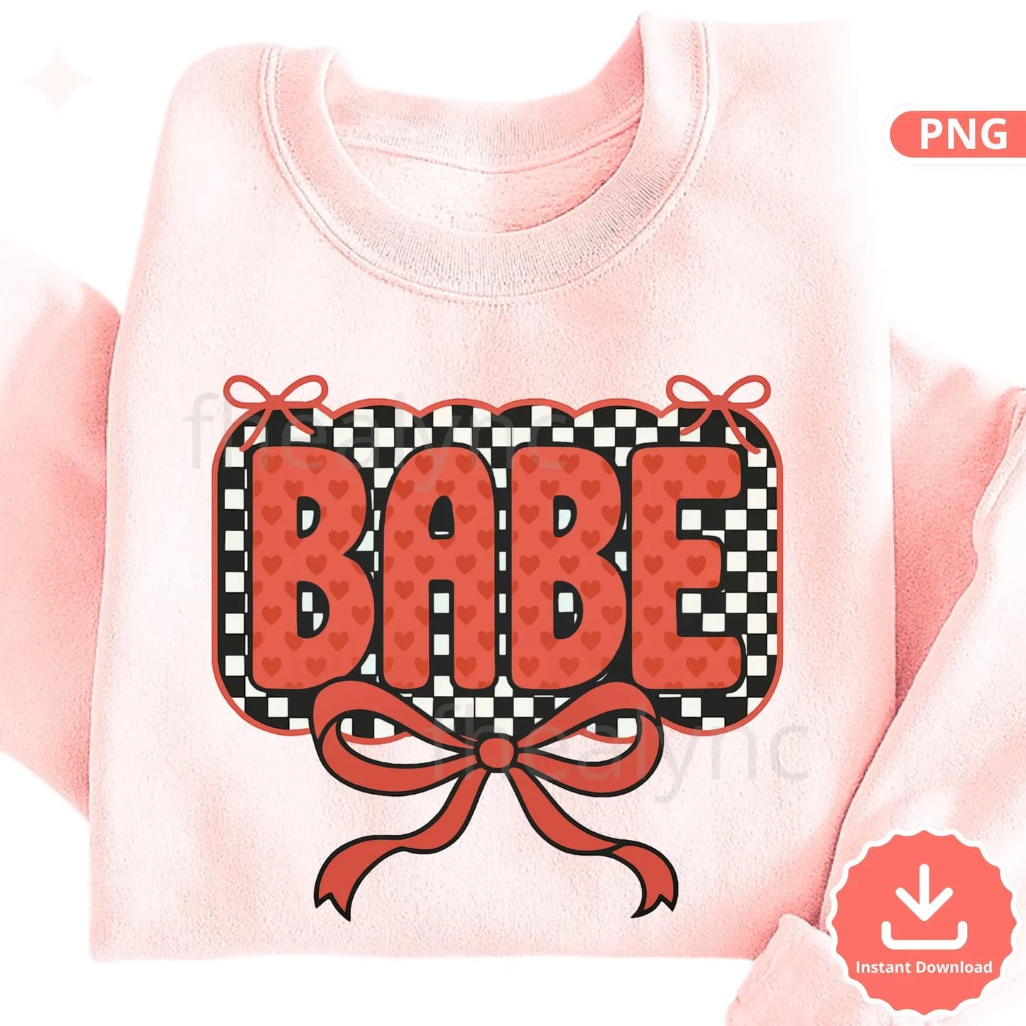 Babe Valentine PNG, Cute Bow Heart Typography Design, Valentine Shirt Graphic, Trendy Girly Love PNG (Digital Download)