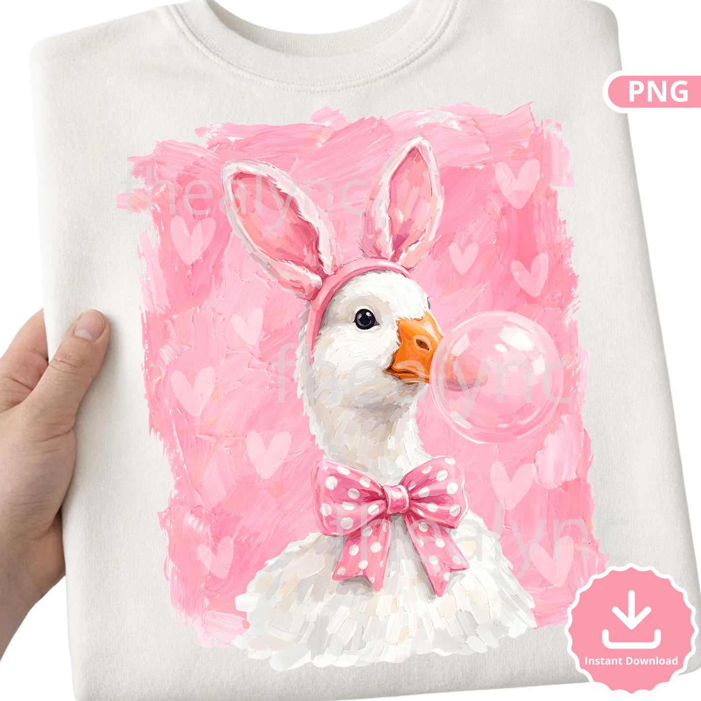 Pink Bunny Goose PNG, Easter Sublimation Design (Digital Download)