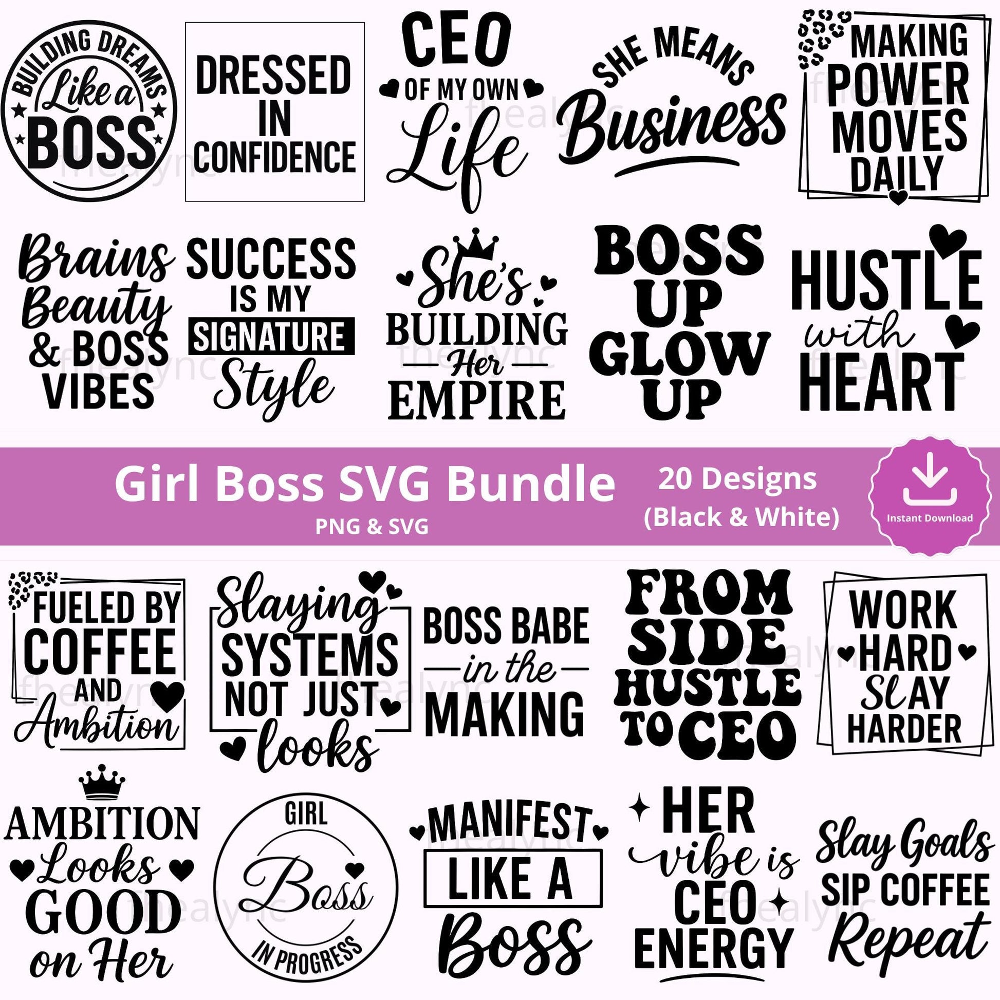 Girl Boss SVG Bundle: Motivational Women Quotes (Digital Download)