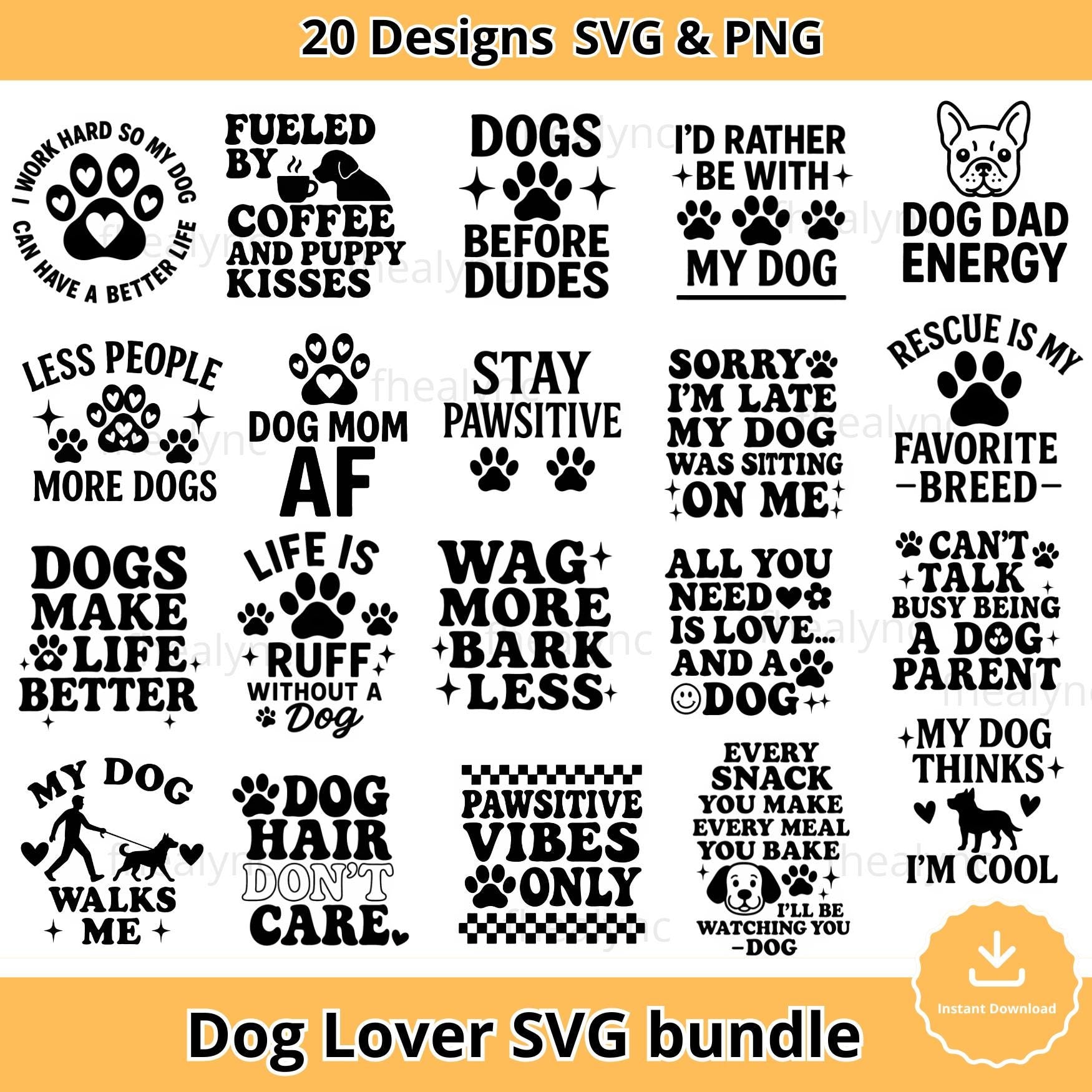 Dog Lover SVG Bundle: Funny Pet Quotes, Dog Mom Clipart (Digital Download)
