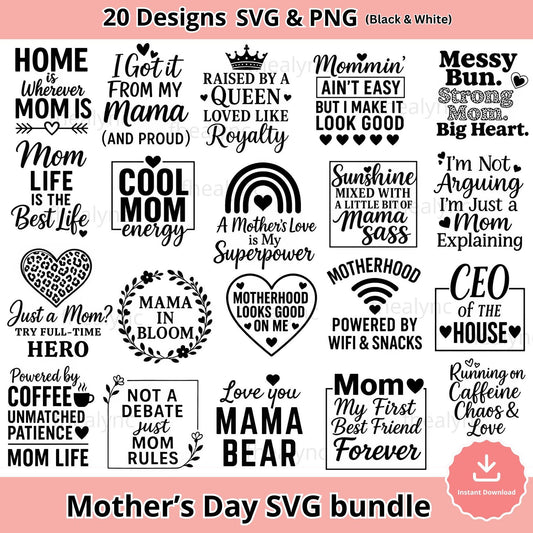Mother's Day SVG Bundle: Mom Life Quotes (Digital Download)