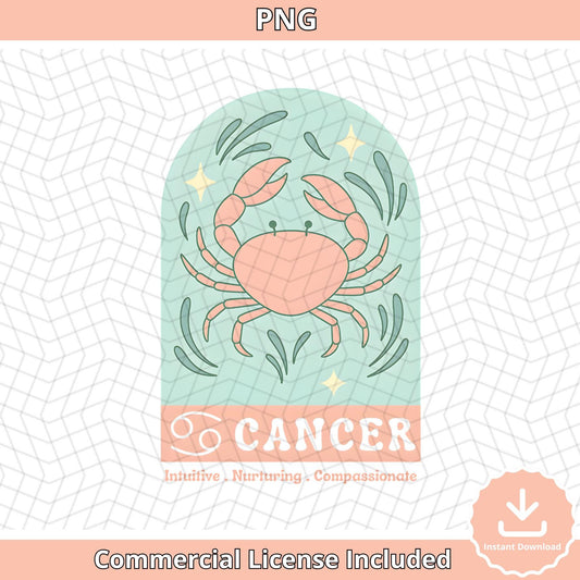 Cancer Zodiac PNG, Cute Astrology Digital Download Png, Cancer Sign Clipart Png, Intuitive Nurturing Compassionate Zodiac Png, Star Sign