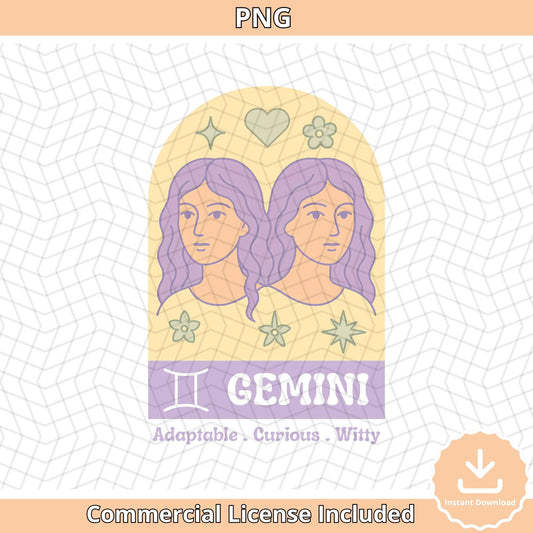 Gemini Twin Sisters Astrology Clipart: Zodiac Sign SVG PNG (Digital Download)