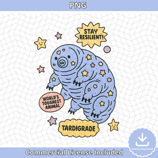 Tardigrade PNG, Stay Resilient Cute Animal Design Png, World’s Toughest Animal Clipart Png, Water bear Png, Digital Download Trendy Png