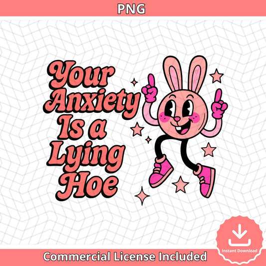 Funny Anxiety Quote SVG PNG: Groovy Bunny Design (Digital Download)