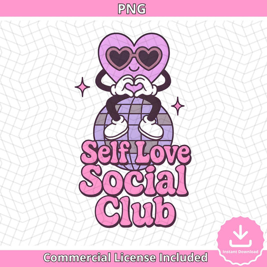 Self Love Social Club SVG: Retro Heart on Disco Ball (Digital Download)