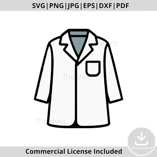 Lab Coat SVG: School Science Clipart, Doctor Jacket Outline (Digital Download)