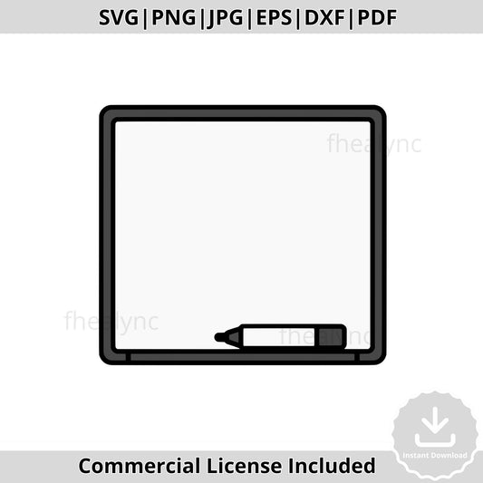Whiteboard with Marker SVG, School Supplies Clipart, Teacher Classroom Decor, Digital Whiteboard Png Pdf Eps Dxf Jpg