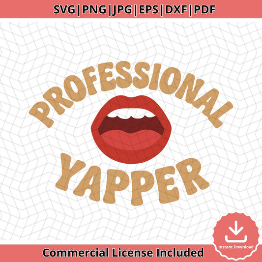 Professional Yapper SVG: Groovy Retro Lips Clipart (Digital Download)