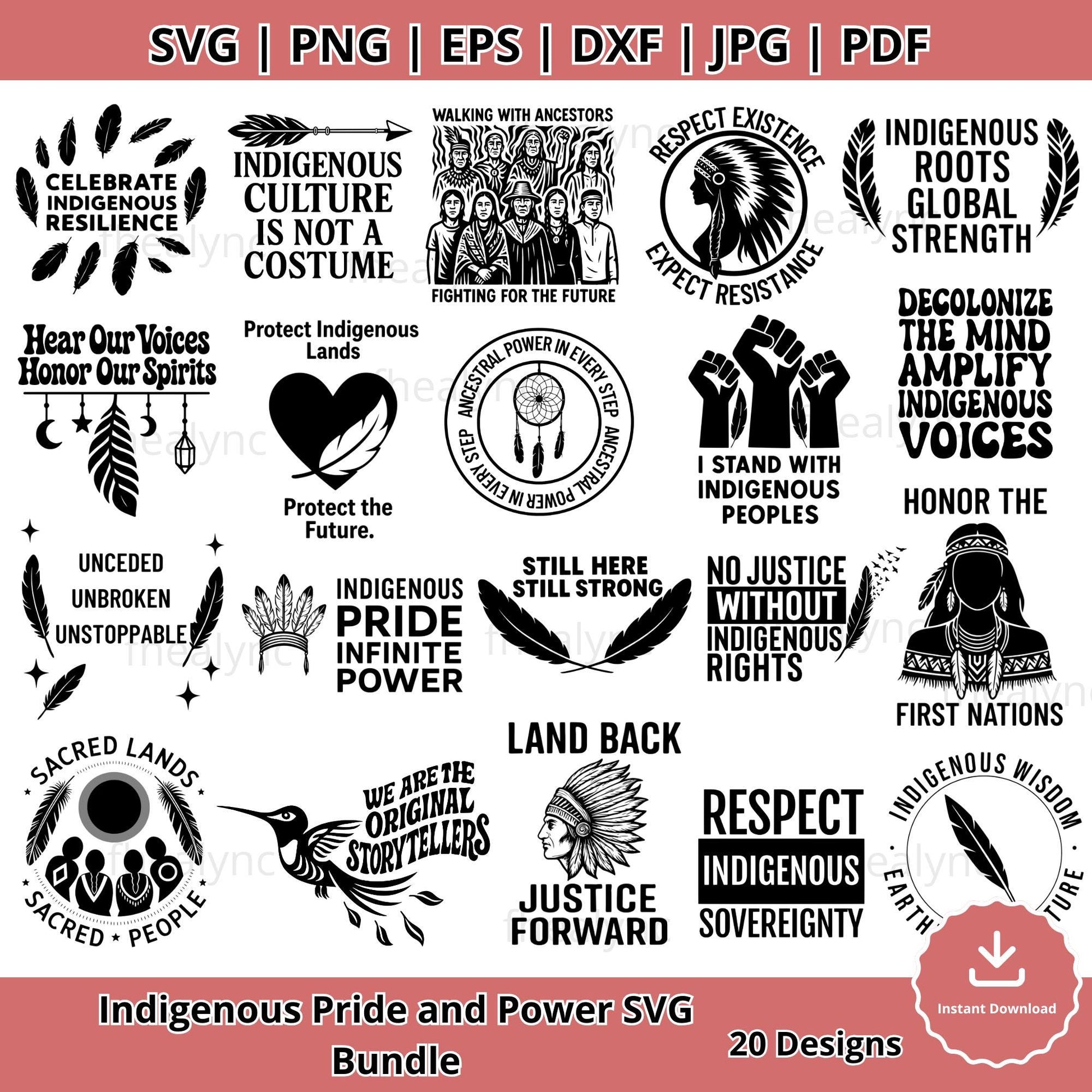 Indigenous Pride SVG Bundle: Native American Quotes, Social Justice Clipart (Digital Download)