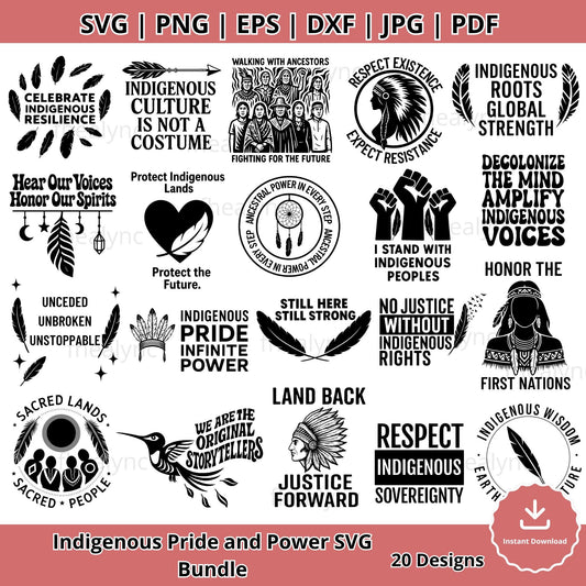 Indigenous Pride SVG Bundle: Native American Quotes, Social Justice Clipart (Digital Download)