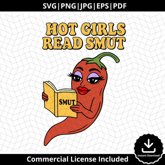Hot Girls Read Smut SVG: Spicy Book Lover Clipart (Digital Download)
