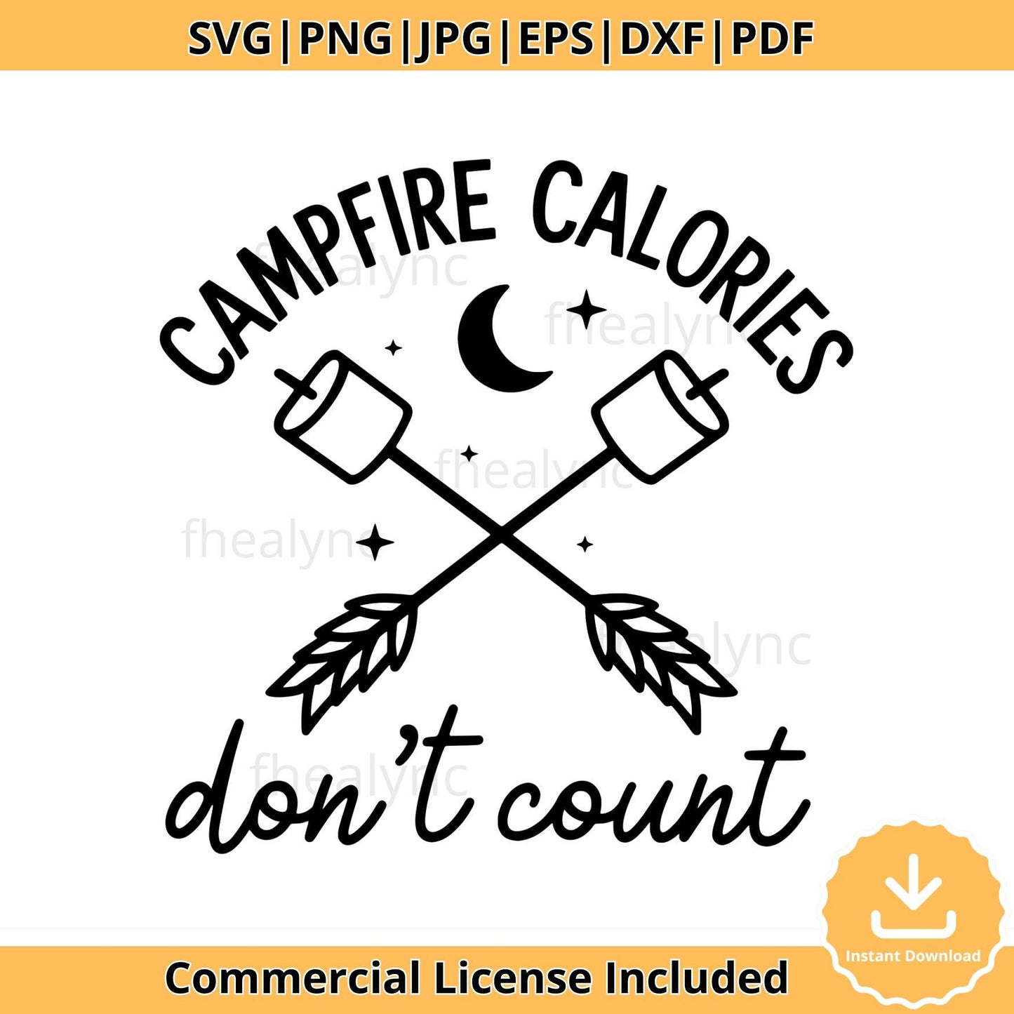Campfire Calories Don't Count SVG: Funny Camping Quote, S'mores Clipart (Digital Download)