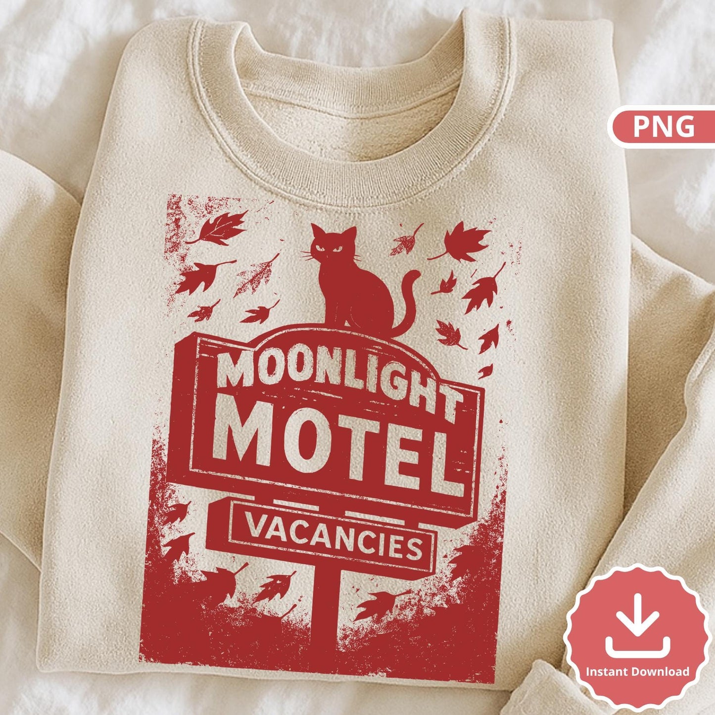 Retro Cat Motel Sign PNG: Spooky Halloween Sublimation (Digital Download)