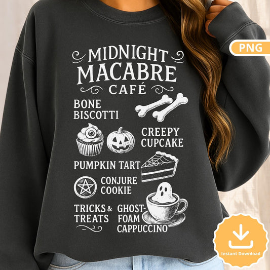 Spooky Halloween Cafe PNG: Macabre Dessert Menu Clipart (Digital Download