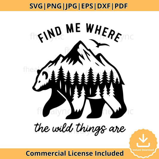 Wilderness Bear SVG: Forest Camping Adventure Cut File (Digital Download)