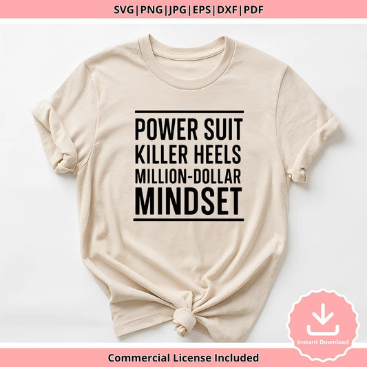 Girl Boss Empowerment Design: Power Suit, Heels SVG PNG (Digital Download)