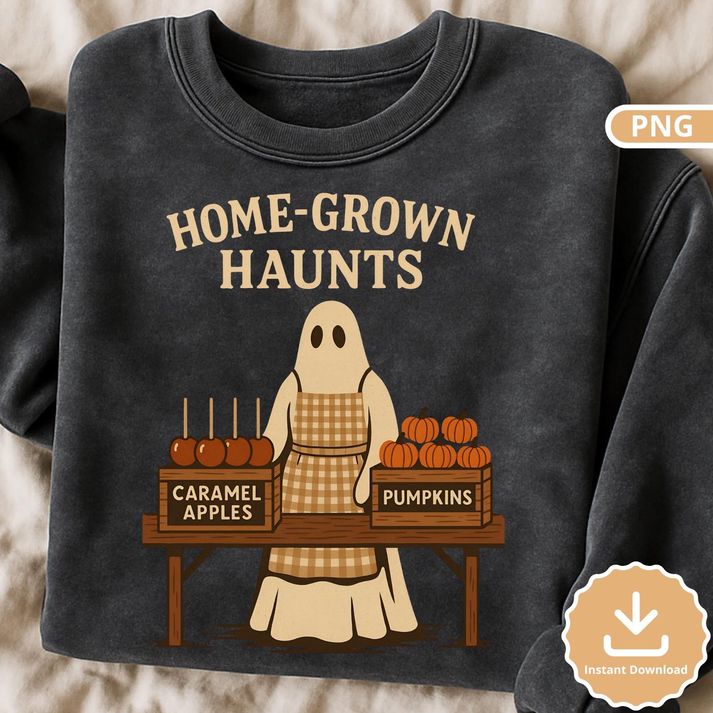 Ghost Farmer Market PNG: Rustic Halloween Fall Design (Digital Download