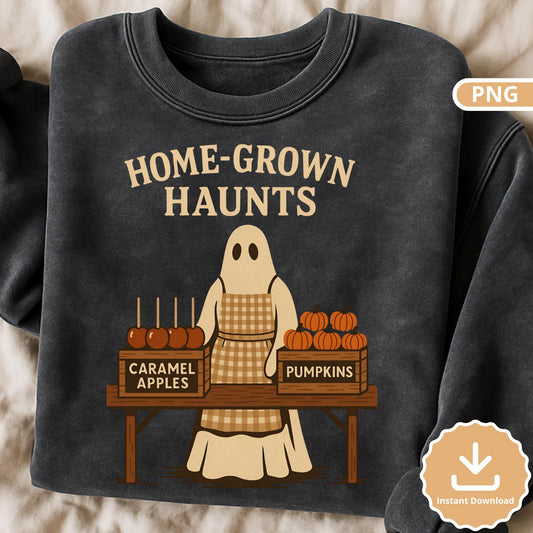 Ghost Farmer Market PNG: Rustic Halloween Fall Design (Digital Download