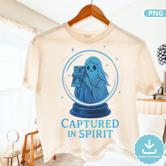 Ghost Camera Snow Globe PNG: Spooky Halloween Sublimation Design (Digital Download)