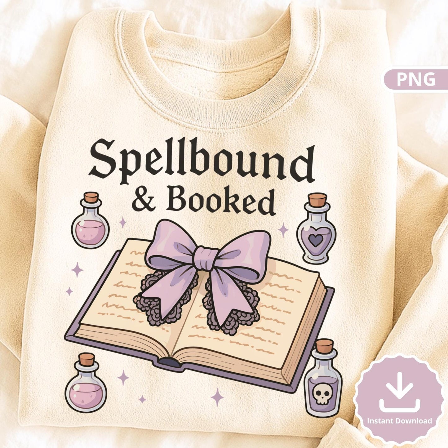 Pastel Witch Book Clipart PNG: Spellbound & Booked Halloween Graphic (Digital Download)