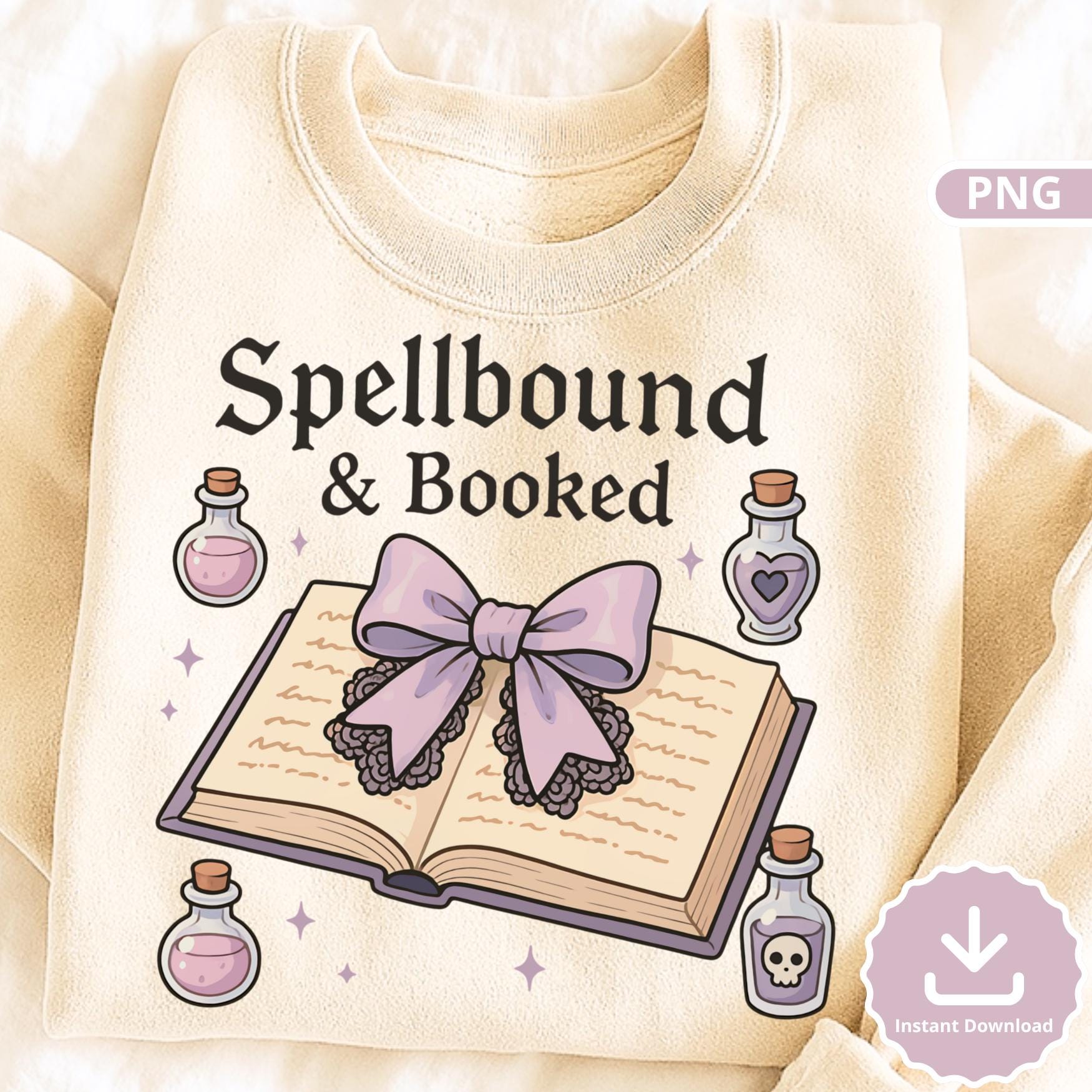 Pastel Witch Book Clipart PNG: Spellbound & Booked Halloween Graphic (Digital Download)